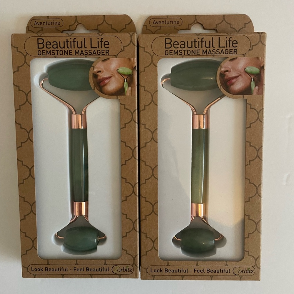 Zorbitz Beautiful Life Gemstone Facial Roller Massager in Aventurine Set of Two